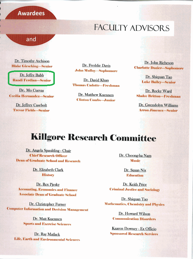 Figure 3: Awardees, Advisors, and Committees of the Summer Research